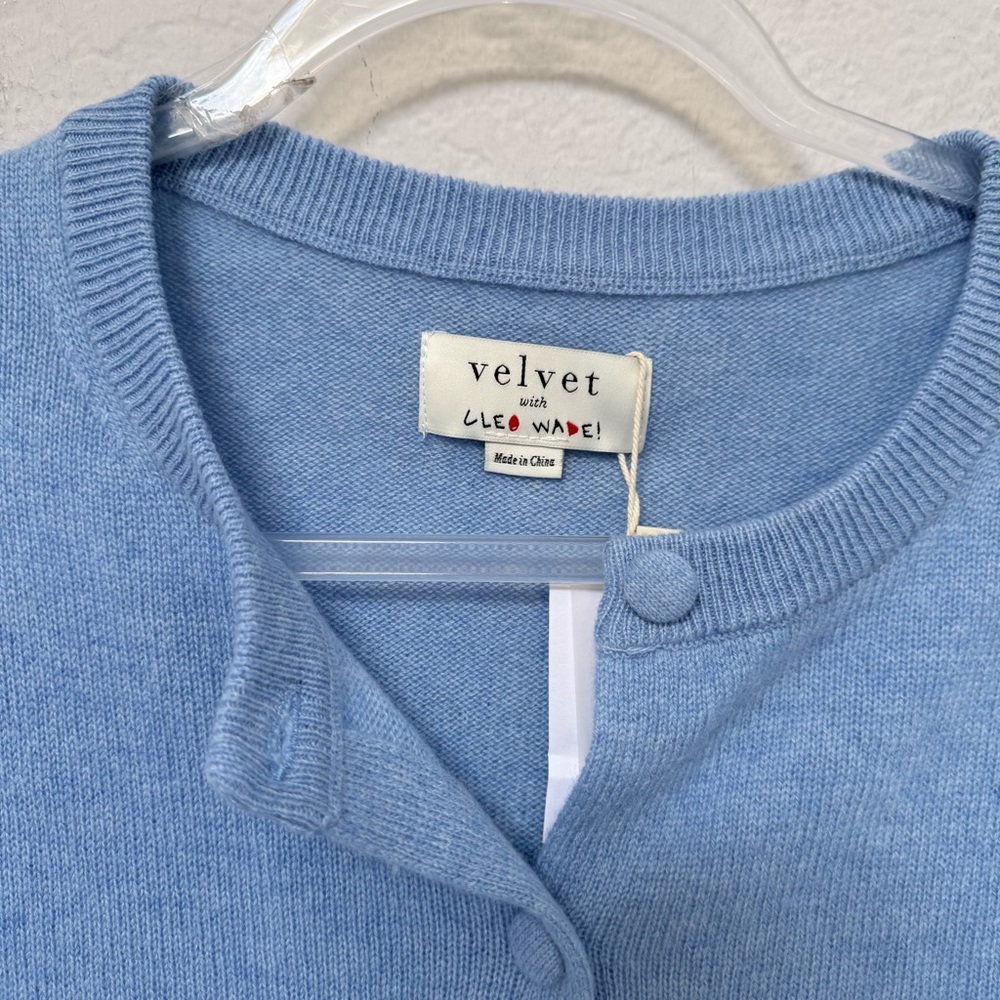 Velvet x Cleo Wade Chrichet Cashmere Cardigan Blue NWT - Picture 5 of 5
